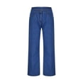 thumbnail image 3 of NECHOLOGY Jeans à Jambe Droite en Denim Extensible Délavé pour Femmes, Bleu Foncé, Taille TTG, 3 of 7
