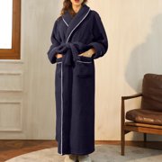 Gift TIMIFIS Women Hooded Plush Soft Robe Warm Fleece Bathrobe Warm Fleece Winter Robe, Long Soft Plush Cozy Spa, Resort & Hotel Bathrobe Bathrobe pring/Summer