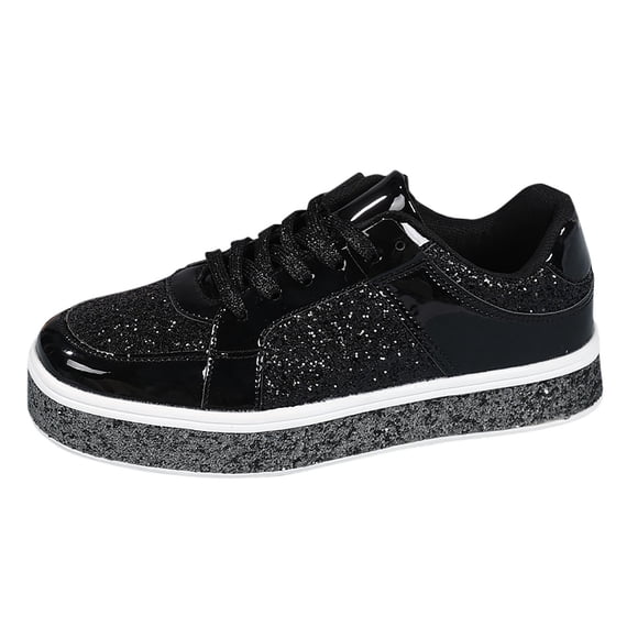 WEAIXIMIUNG Womens Sneakers Size 7 Women's Leather Platform Casual Shoes Bright Top Fashion Low Top Lace Up Sneakers