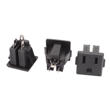 Unique Bargains AC 15A 125V US Plug Panel Mount US Outlet Power Socket Black 3 Pcs