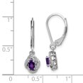 thumbnail image 2 of 925 Sterling Silver Diamond Amethyst Earrings Drop Dangle Birthstone February, 2 of 6