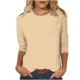 thumbnail image 1 of Birdeem Womens Casual Solid Color Round Neck Three Quarter Sleeve Tops Blouse, 1 of 12