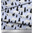 thumbnail image 2 of Soimoi Blue Moss Georgette Fabric Bear Tree Decor Fabric Printed Yard 44 Inch Wide, 2 of 3