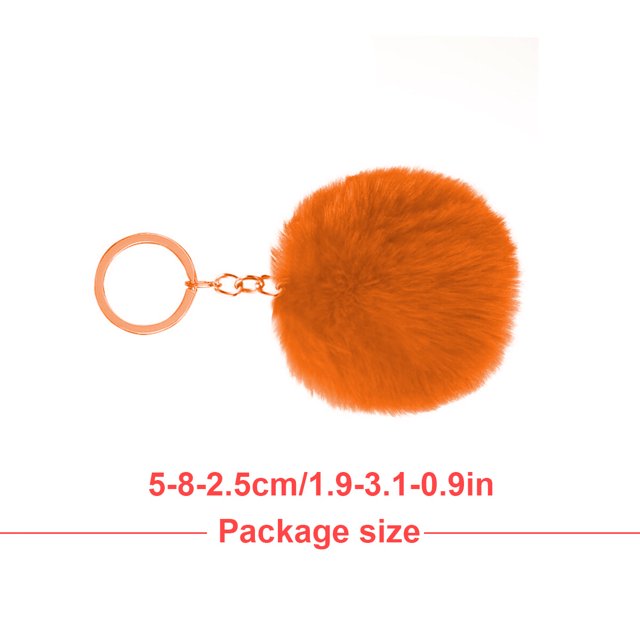 Baohd Fuzzy Ball Keychain Supple Comfortable Lovely Key Rings Adorable Practical Key Chains Women for Children Adults Elderly Students Orange 5cm