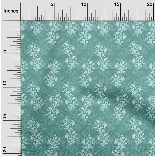 oneOone Georgette Viscose Fabric Leaves & Floral Block Print Fabric By The Yard 42 Inch Wide