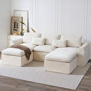 YINIX 120" Modular Sectional Sofa with Movable Ottomans, U-Shaped Couch for Living Room, No Assembly Required, Beige