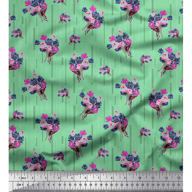 Soimoi Poly Georgette Fabric Flower Artistic Decor Fabric Printed Yard 42 Inch Wide
