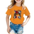 thumbnail image 1 of LUOGENLI T-Shirt pour Filles Enfant Filles Mignon Imprimé Graphique Col Rond Manche Courte Tee Été Décontracté T-Shirt Maxi Chemises pour Filles Été Coton Orange 9-10 Ans, 1 of 5