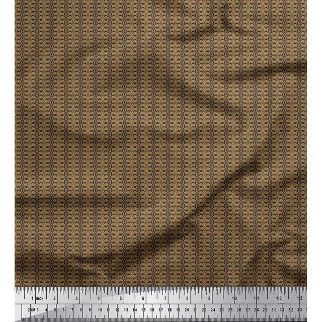 Soimoi Tissu Cambric en Coton Brun, Tissu à Imprimé Damassé en Filigrane au Mètre, 56 Pouces de Large