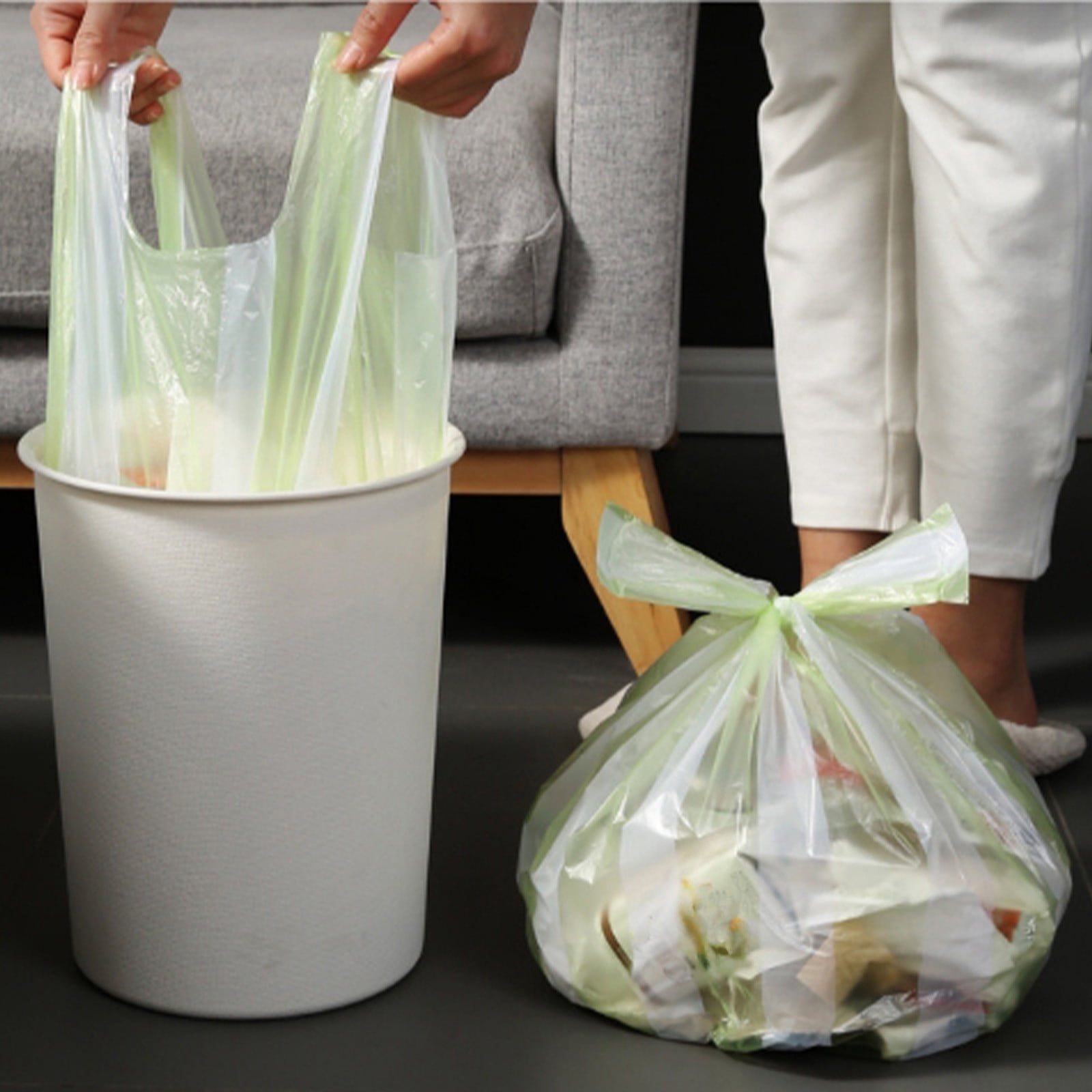 LSLJS Clear Trash Bags Undershirt Type Garbage Bags Hands Avoid Household Disposable Thick Portable Plastic Bags Trash Bags