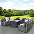 thumbnail image 4 of Gymax Ensemble de Mobilier de Patio en Rotin 9 Pcs Table à Foyer Rangement Gris avec Housse Gris, 4 of 10