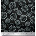 thumbnail image 2 of Soimoi Black Poly Georgette Fabric Mandala & Floral Print Fabric by the Yard 42 Inch Wide, 2 of 3