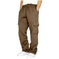 thumbnail image 3 of Kcodviy Men's Rope Loosening Waist Sock Solid Color Pocket Trousers 12 Gift Loose Sports Trousers Comfortable Memory Foam Poplin Pants Stitched Crease Pants, 3 of 7
