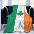 thumbnail image 1 of Couverture en Molleton Drapeau Irlandais Trèfle Jeté Peluche Duveteux Super Doux Réversible Microfibre Flanelle Couvertures 80"x60 Pouces, 1 of 4