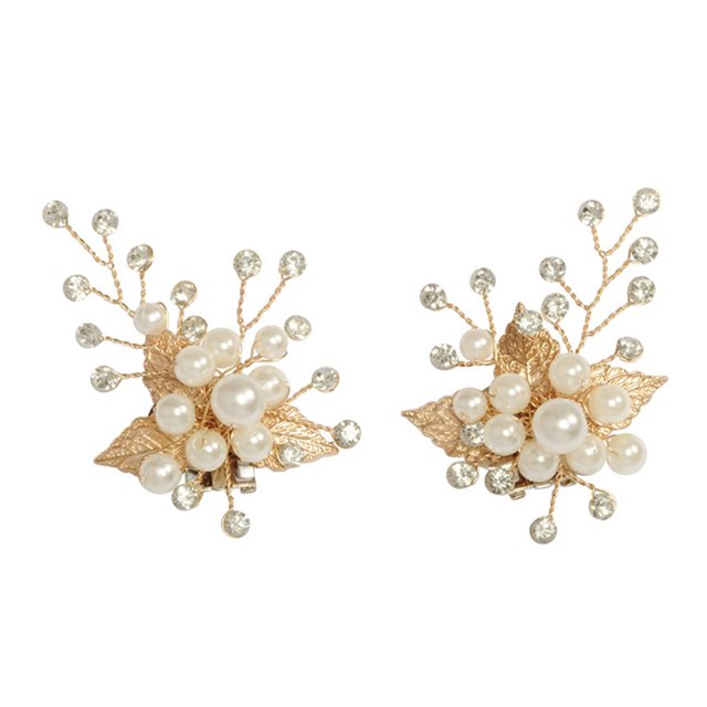 2pcs Elegant Rhinestone Pearl Shoes Clip Flower Wedding Party Fashion Shoes Clip