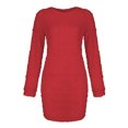 thumbnail image 4 of LUXUR Robe Chandail pour Femme Chandail en Peluche Chandail à Manches Longues Mini Robes Ample en Molleton Rouge TG, 4 of 4