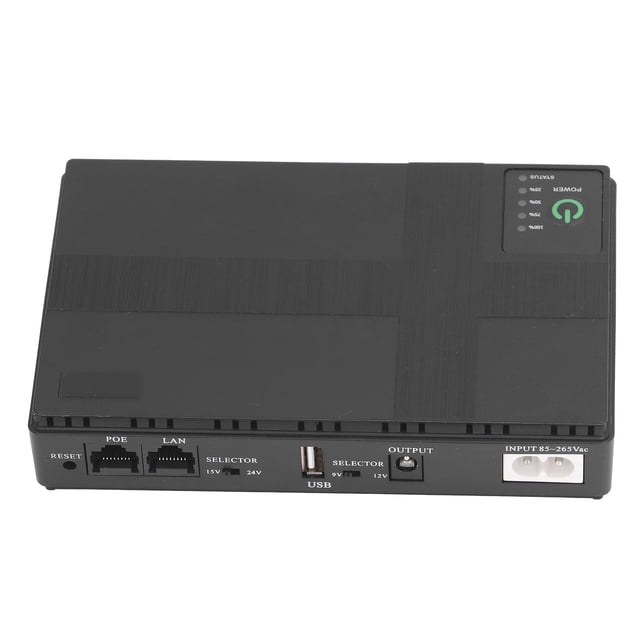 Compact 10400mAh Portable Power Backup with Multi-Voltage Output (5V/9V/12V/15V/24V) for Cameras, Routers, and Network Devices, Featuring POE Support and Wide Voltage Range (85-265V) with US Plug