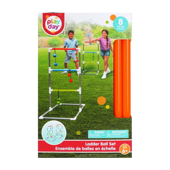 Ensemble de Jeu Ladder Ball PD Play Day, pour jeux intérieurs et extérieurs, comprend 2 cibles et 6 balles, convient aux enfants de 6 ans et plus