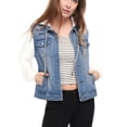 thumbnail image 2 of INSPIRE CHIC Veste en Denim à Capuche à Cordon Superposée pour Femmes avec Poches, 2 of 5
