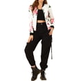 thumbnail image 2 of INSPIRE CHIC Blouson Bomber pour Femme Coupe Ajustée Léger à Fermeture Éclair Blanc Rose TP, 2 of 8
