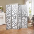 thumbnail image 1 of Roundhill Furniture Giyano 4 Panel Screen Room Divider, Sliver, 1 of 4