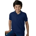 thumbnail image 1 of Hanes Cotton-Blend Kids` Jersey Polo, L, Navy, 1 of 1