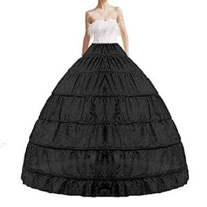 Jupon Crinoline pour Femmes, Ligne A, Jupe à 6 Anneaux, Jupon Long pour Mariage, Robe de Mariée, Robe de Bal, Noir, Taille Unique