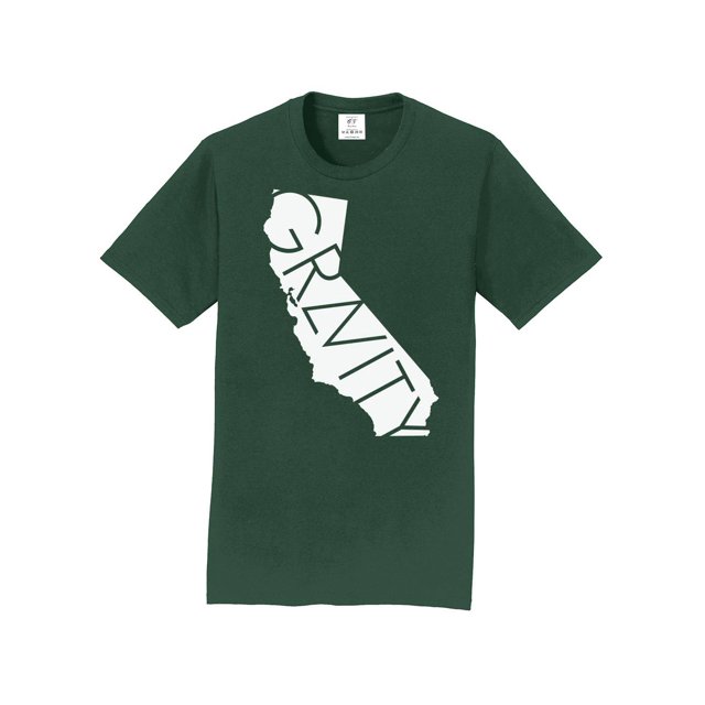 Gravity TradIng T-Shirt à Manches Courtes Cali - Vert Forêt - Logo Blanc - TG