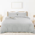 thumbnail image 1 of PiccoCasa 3 Pieces Microfiber Soft Breathable Duvet Cover Set Light Gray Full, 1 of 7