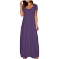 thumbnail image 1 of fatyb Robes Maxi pour Femmes Col Rond Manches Courtes Robes Décontractées Robes T-Shirt Amples pour Femmes P-5TG, 1 of 5