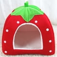 thumbnail image 1 of YUTK Lits pour Chats d'Intérieur, Liquidation Maison d'Hiver d'Intérieur Maison Maison Rembourrée Yourte Pliante Tente Fraise Rouge P, 1 of 3