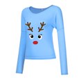 thumbnail image 4 of Mode Femme Décontractée Imprimé Col en V Ample Manches Longues T-shirt Haut Blouse Chandail, 4 of 9