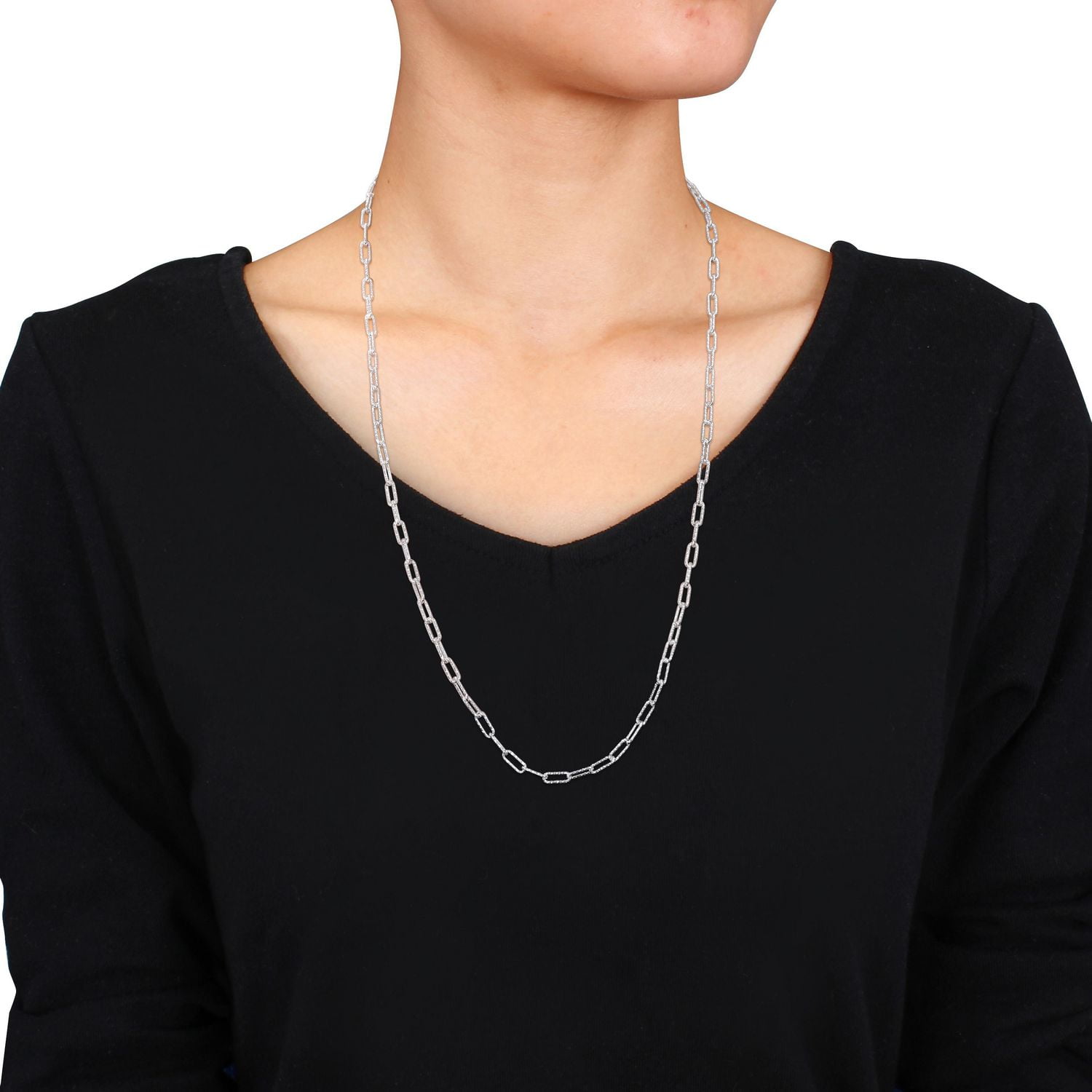 Collier chaîne paperclip de Miabella en argent sterling
