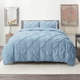 thumbnail image 1 of Nestl 3 Piece Pinch Pleated Duvet Cover Set with Button Closure & Corner Ties - 100% Soft Hypoallergenic Microfiber Pintuck Decorative Duvet Cover Sheet Set, King - Ice Blue, 1 of 9