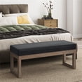 thumbnail image 2 of Simpli Home Milltown 44" Ottoman Bench in Midnight Black Faux Leather, 2 of 9