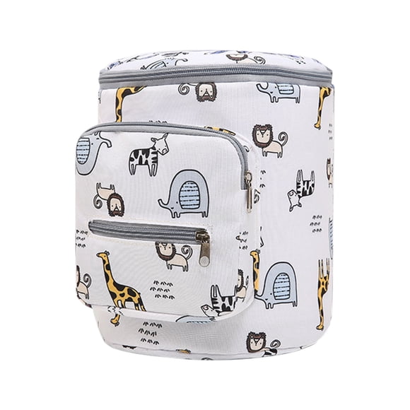 Sac de Poussette Cylindrique, Sac de Rangement Suspendu à la Mode à Grande Capacité pour Poussette de Bébé, Organisateur Léger avec Porte-Bouteilles, Sac de Transport Polyvalent pour Voyage, Lit de Bébé et Chaise de Salle à Manger