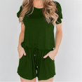 thumbnail image 2 of Fridja Woman's Summer Short Sleeve Solid Color Backless Casual Loose Jumpsuit, 2 of 5