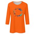 thumbnail image 4 of Dadaria Chemise Orange pour Femmes Hauts T-Shirt à Manches 3/4 Col Ras du Cou Tee Grande Taille Chandail d'Été Blouses m, 4 of 5