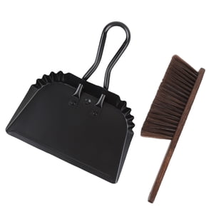 Dustpan and Brush Set, Dust Pan Broom Multi Purpose Stainless Steel Beech Lightweight  for Home