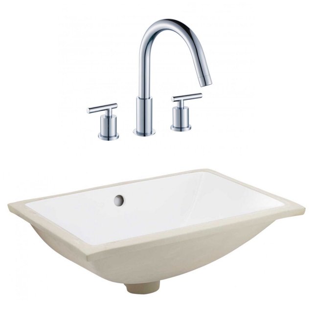 20.75-in. W CSA Rectangle Bathroom Undermount Sink Set In White - Chrome Hardware AI-23106