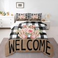 thumbnail image 1 of Erosebridal Rabbit Floral Bedding Comforter Set, Buffalo Geometry Comforter Sets , Rustic Farmhouse Reversible Down Comforter, Lightweight Bedroom Decoration, 2pcs, 1 of 8