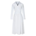 thumbnail image 4 of cfhntfmh Robes Décontractées pour Femmes à Manches Longues, Col à Revers, Col en V, Longue Robe Maxi avec Poches, Détente, Robe Formelle Évasée, 4 of 6