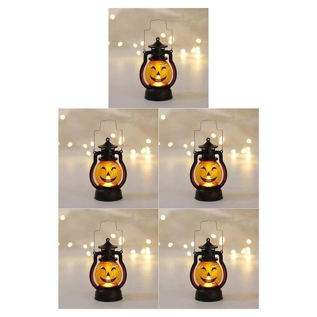QualitChoice Pumpkin Skull LED Pony Lantern Halloween Decoration Prop Creative Holiday Bar Party Light LED Oil Lamp Prop Dropshipping No.03 5Set
