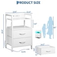 thumbnail image 2 of End Table with 2 Drawers & Open Shelf, Metal Frame Nightstand, Black/Brown/White, 2 of 6