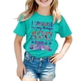 thumbnail image 1 of LUOGENLI T-Shirt pour Filles Enfants Mode Décontractée Imprimé Col Rond Ample Manches Courtes T-Shirt Haut Maxi Hauts Ensemble Été Vert Menthe 12-13 Ans, 1 of 4