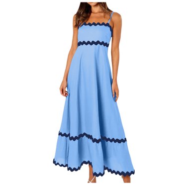 TJAZFJPA Robes des Années 50 pour Femmes Robe Décontractée Mode Sans Manches Été Ample Aguichant Ligne A Robe Longue Maxi Vacances à la Plage Robe T-Shirt Femme