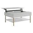 thumbnail image 1 of Table Basse Relevable Whitman en Bois et Laiton Blancs, 1 of 13