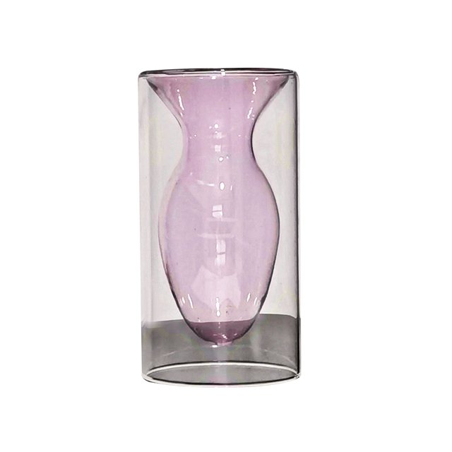 (Style 2 pink) Double-layer Aromatherapy Bottle Nordic Flower Arrangement Glass Vase