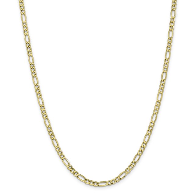 10K Yellow Gold 4.75mm Semi-Solid Figaro Chain 18 IN