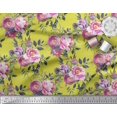 thumbnail image 3 of Soimoi Tissu Crêpe polyester Jaune Imprimé Floral Ranunculus & Penoy au Mètre 42 Pouces de Large, 3 of 3